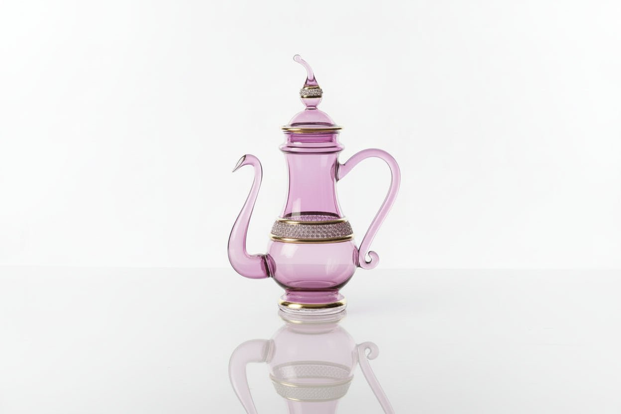 Handmade Turkish Style Glass Coffee Set – 6 Cups with Coffee and Sugar Pots