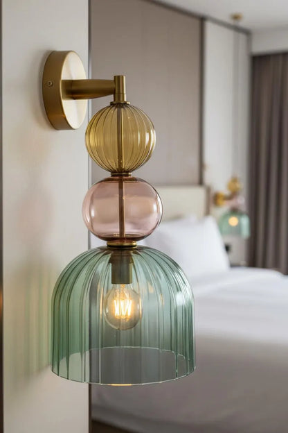 Colored Modern Glass Wall Sconce – Bedside Wall Lighting – Living Room Accent Wall Light – Hallway Entryway Décor – Boutique Hotel Wall Lamp | Les Trois Pyramides 