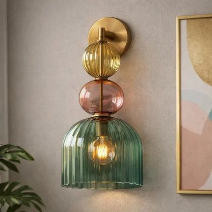 Colored Modern Glass Wall Sconce – Bedside Wall Lighting – Living Room Accent Wall Light – Hallway Entryway Décor – Boutique Hotel Wall Lamp | Les Trois Pyramides 