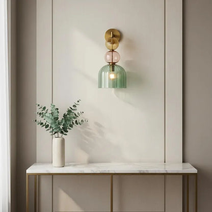 Colored Modern Glass Wall Sconce – Bedside Wall Lighting – Living Room Accent Wall Light – Hallway Entryway Décor – Boutique Hotel Wall Lamp | Les Trois Pyramides 