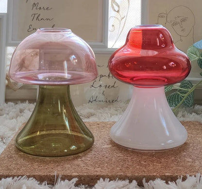 Mushroom Mini Bud Vase , Hand Blown Glassware , Blown Glass Vases , Minimalist Glass Bud Vases , Vase Decor ( Botanicalbunny Collab ) - Les Trois Pyramides 