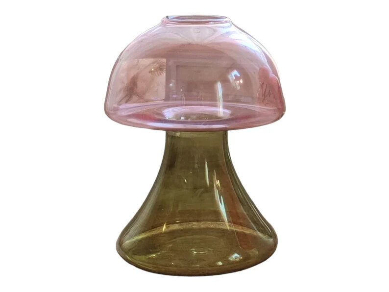 Mushroom Mini Bud Vase , Hand Blown Glassware , Blown Glass Vases , Minimalist Glass Bud Vases , Vase Decor ( Botanicalbunny Collab ) - Les Trois Pyramides 