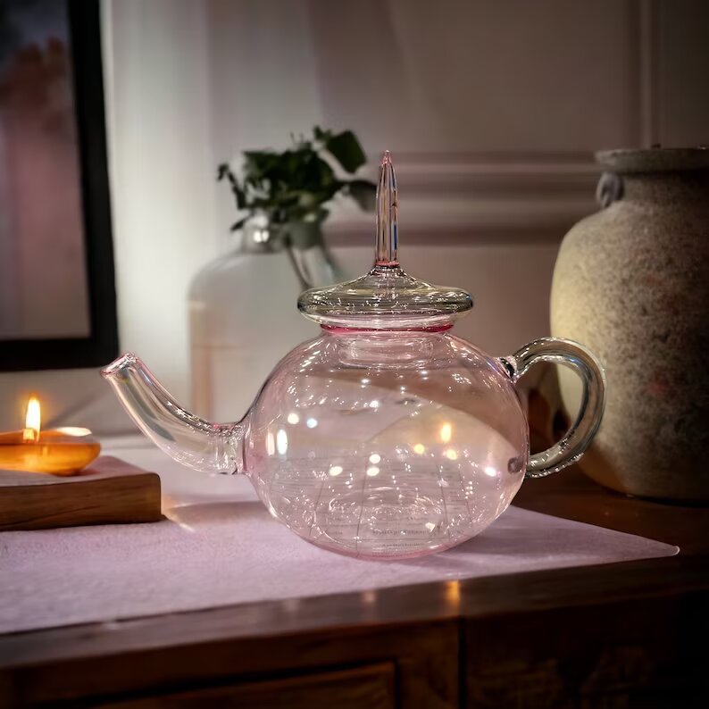 Blown Glass Teapot - Large Teapot decorative - Blown Glass - Decorative Teapot - Handmade vase - Wedding vases - Teapot large ornament