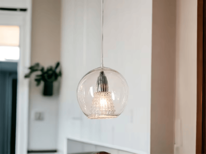 Double-Layer Handcrafted Clear Glass Pendant Light – Modern Hanging Fixture for Ambient Lighting | Les Trois Pyramides