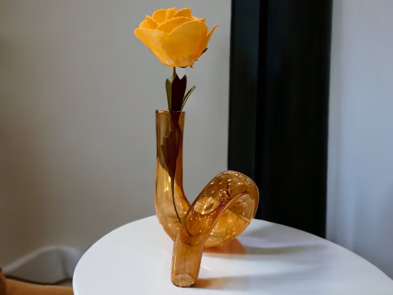 Snake Blown Glass art Deco Vase - Hand blown Glassware - Blown glass vases - Modern glass vase - colored glass vases - vase for flowers