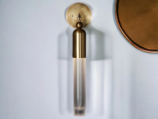 Tassel WALL SCONCE (Brass) - Frosted Cylindrical Glass