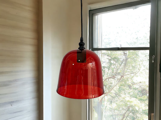 Handcrafted Red Blown Glass Pendant Light - Les Trois Pyramides