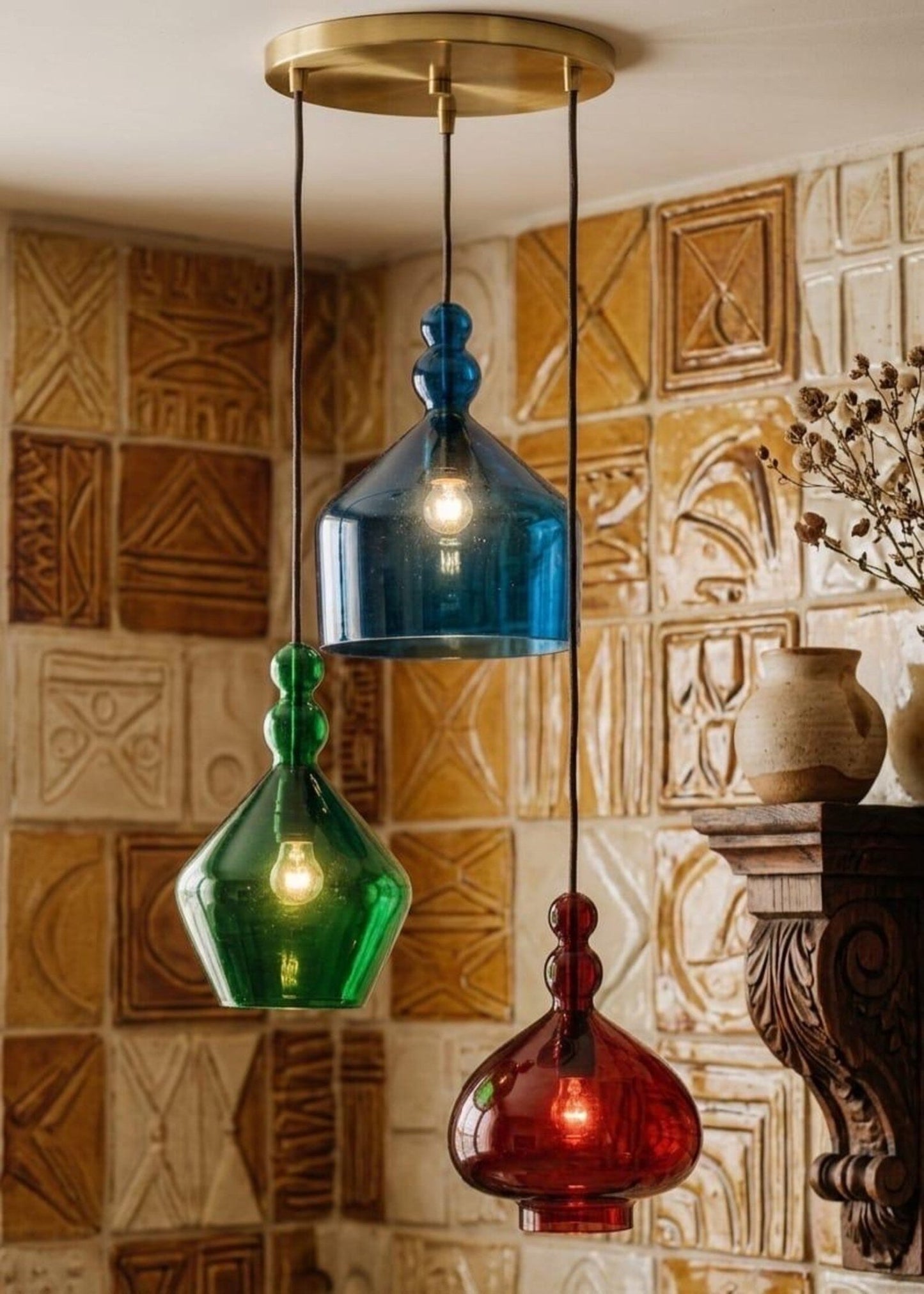 Modern Multicolored Handmade Deco Light Fixtureg Lights - Les Trois Pyramides 