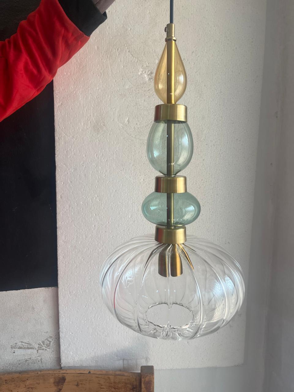 Kitchen Island Glass Pendant Light – Hand Blown Hanging Lamp | Les Trois Pyramides 