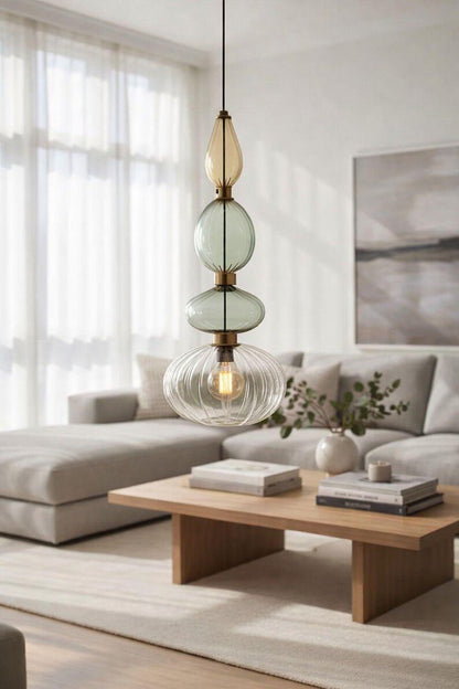 Kitchen Island Glass Pendant Light – Hand Blown Hanging Lamp | Les Trois Pyramides 
