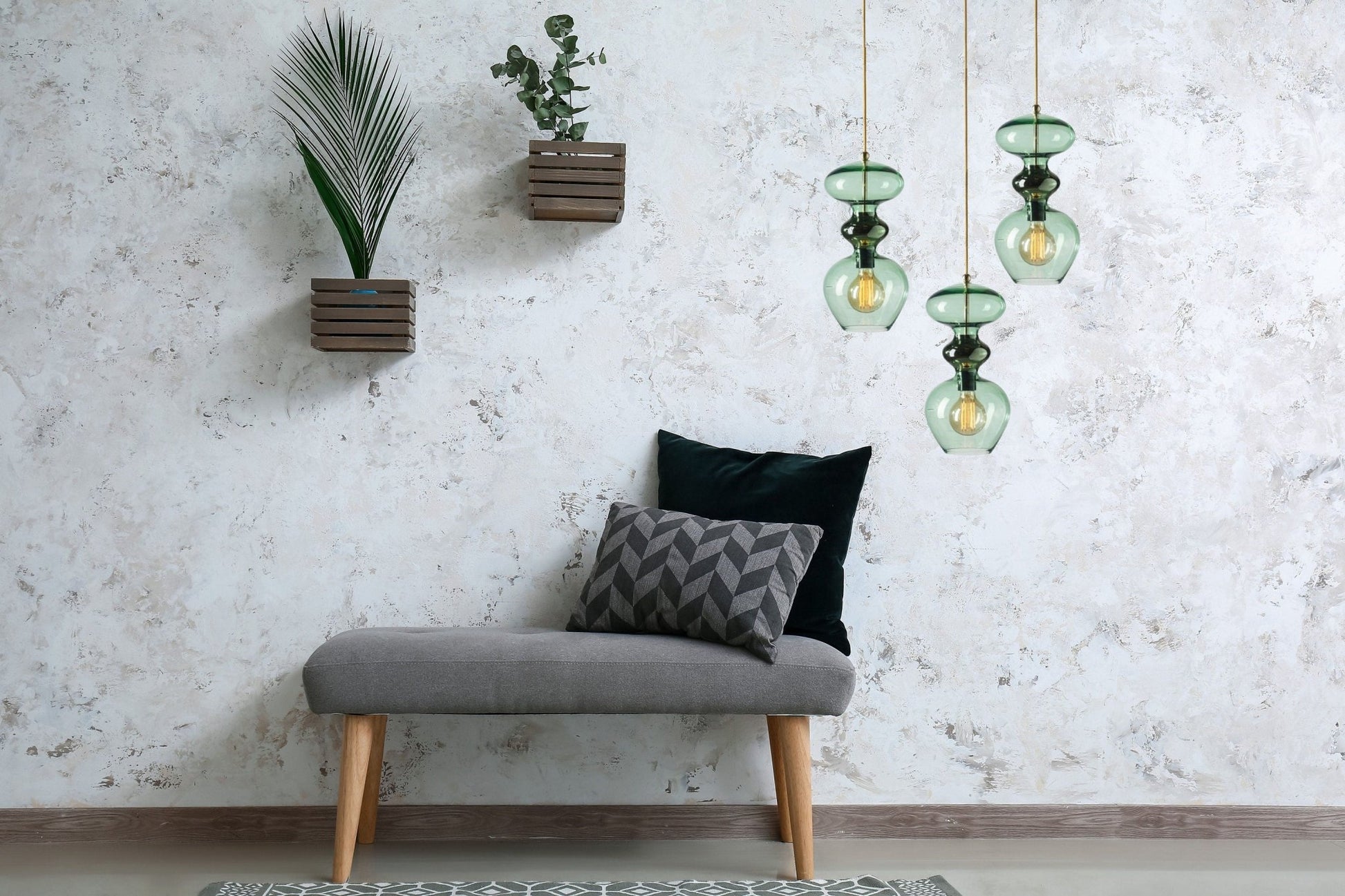 Large Glass Pendant - Modern Hanging Light - Les Trois Pyramides