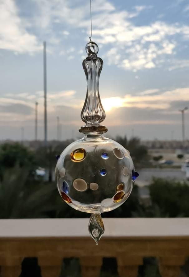 Large Multicolored Engraved Tree topper ornament