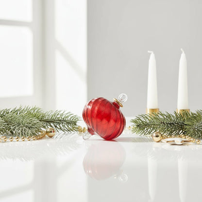 Large Red Ribbed Glass decorative balls for Christmas tree decorations