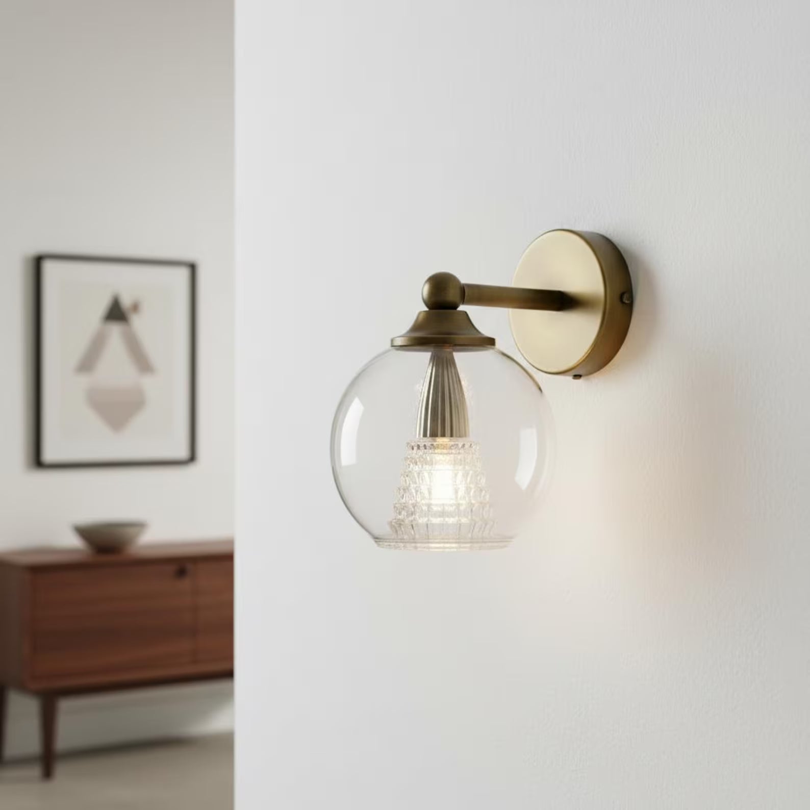 Double Layer Blown Glass Wall Sconce – Modern hallway Light | Les Trois Pyramides