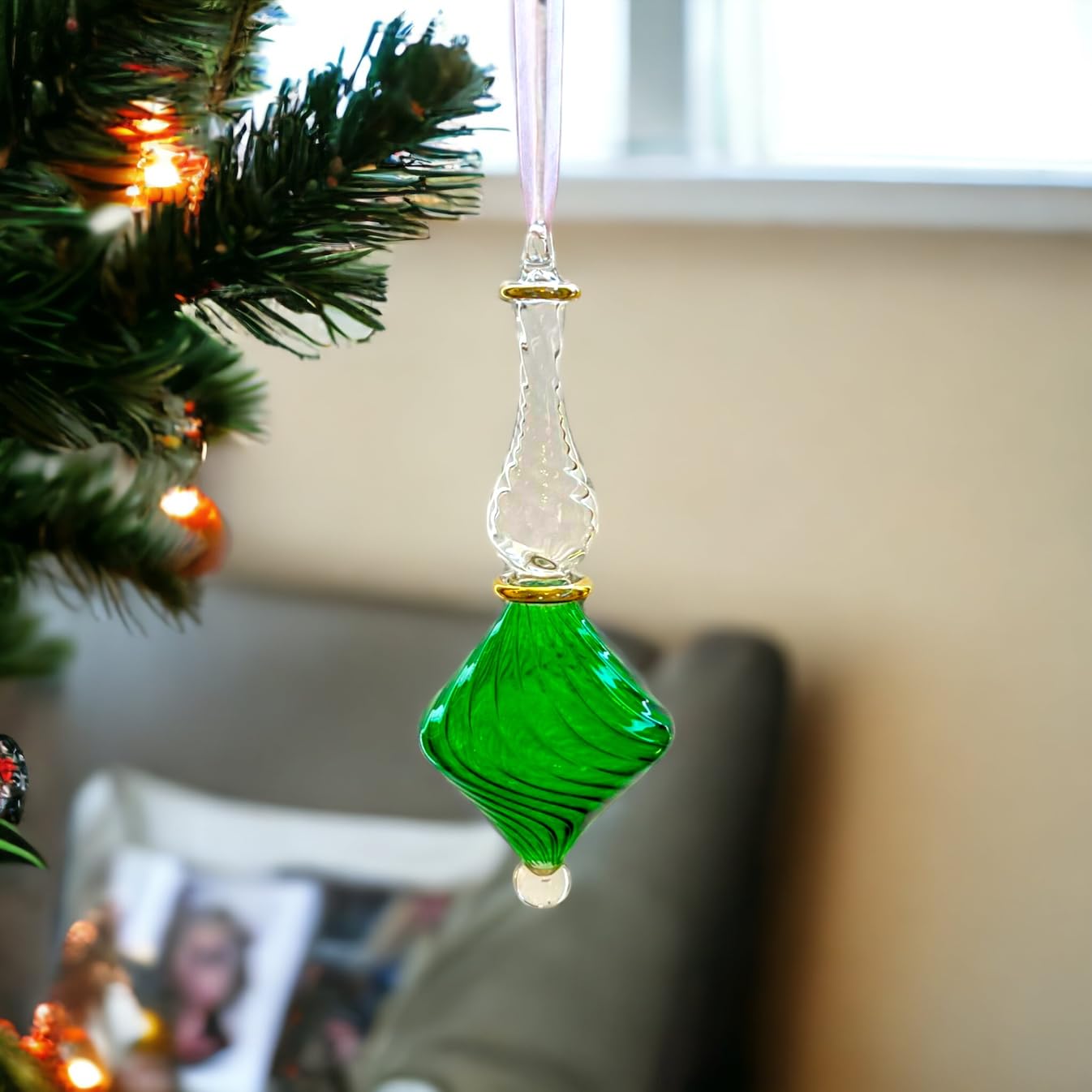 Egyptian Unique Christmas Tree Hand-Blown "Green" - Les Trois Pyramides