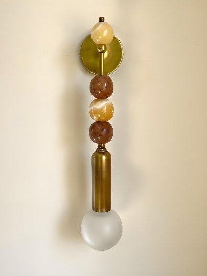 Les Trois Pyramides handmade wall sconce with Marble Gemstones