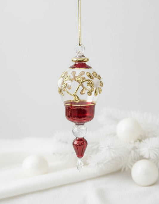 Les Trois Pyramides Red antique style Christmas ornament