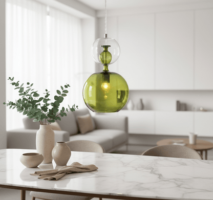 Light Green & clear Double layer pendant light