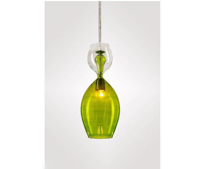 Light Green & Crystal Colored Handmade Modern Pendant Light - Les Trois Pyramides