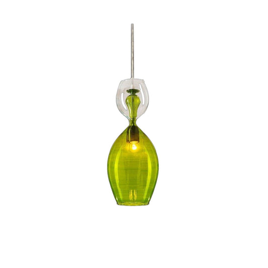 Light Green & Crystal Colored Handmade Modern Pendant Light - Les Trois Pyramides