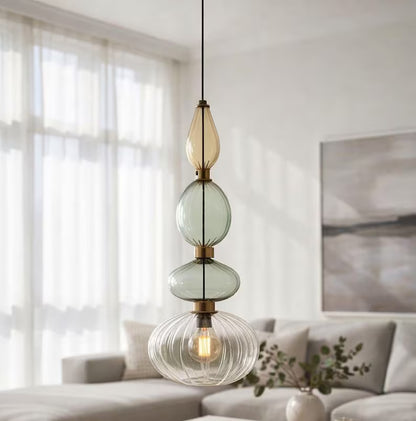 Kitchen Island Glass Pendant Light – Hand Blown Hanging Lamp | Les Trois Pyramides 