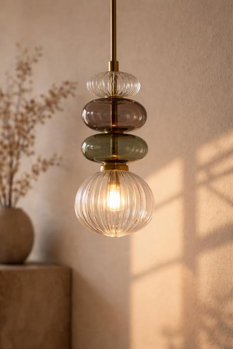 Glass Pendant Light | Hanging Lamp | Modern Pendant Lighting | Ceiling Light | Glass Hanging Light | Les Trois Pyramides
