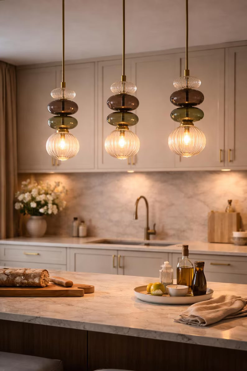 Glass Pendant Light | Hanging Lamp | Modern Pendant Lighting | Ceiling Light | Glass Hanging Light | Les Trois Pyramides
