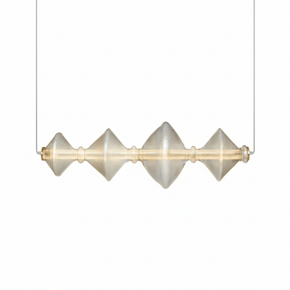 Linear Hanging Pendant Light in Frosted and Clear Glass