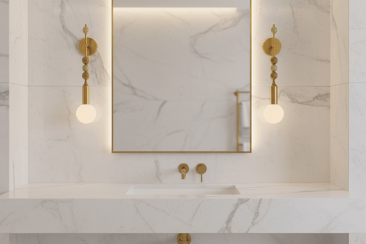 Luxury bathroom Brass Wall Sconce with Frosted Globe and Natural onyx Stone Accents