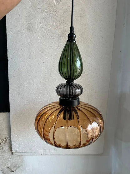 Luxury Hand Blown Glass Pendant Light | Modern Sculptural Hanging Lamp | Elegant Designer Lighting for Dining Room & Restaurant | Les Trois Pyramides