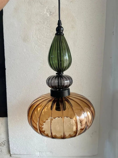 Luxury Hand Blown Glass Pendant Light | Modern Sculptural Hanging Lamp | Elegant Designer Lighting for Dining Room & Restaurant | Les Trois Pyramides
