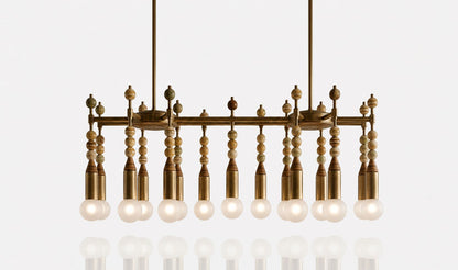 Luxury Jasper Desert Onyx Chandelier — Handmade Brass & Glass Multi Pendant Light - Les Trois Pyramides