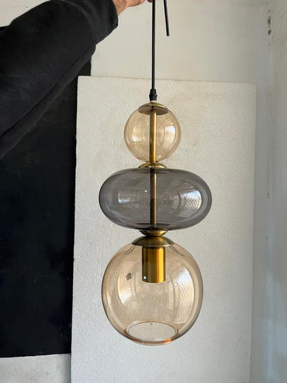 Modern Glass Pendant Light | Hanging Ceiling Lamp for Kitchen Island & Living Room | Designer Glass Light Fixture | Les Trois Pyramides