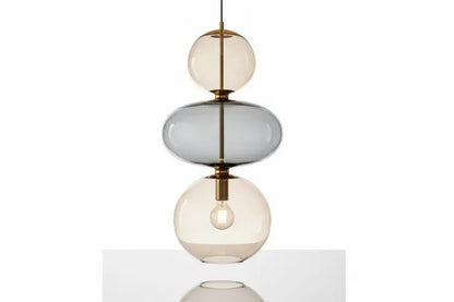 Modern Glass Pendant Light | Hanging Ceiling Lamp for Kitchen Island & Living Room | Designer Glass Light Fixture | Les Trois Pyramides