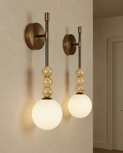 Modern Wall Sconce – Marble Wall Light – Brass Bathroom Vanity Light – Handmade Glass Wall Lamp – Bedside Lighting Fixture | Les Trois Pyramides