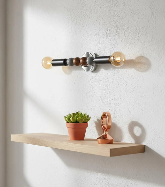 Marble Gemstone Wall Sconce with Metal Finish – Gray & Amber Accent Wall Light | Les Trois Pyramides