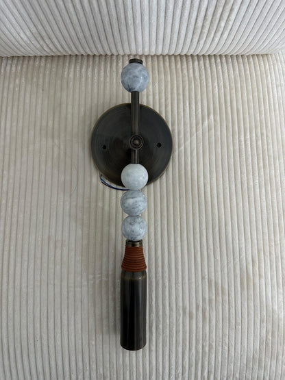 Marble Wall Sconce in Antique Brass - Bedside stone Wall Lamp - Les Trois Pyramides