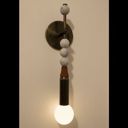Marble Wall Sconce in Antique Brass - Bedside stone Wall Lamp - Les Trois Pyramides