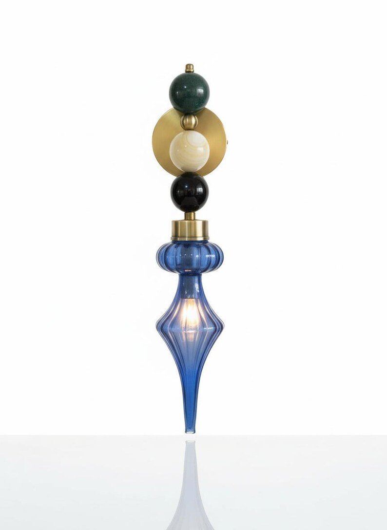 Handmade Marble Wall Sconce | Blown Glass Wall Lamp | Les Trois Pyramides