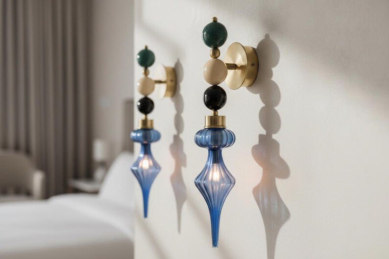 Handmade Marble Wall Sconce | Blown Glass Wall Lamp | Les Trois Pyramides