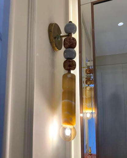 Handmade Marble Wall Sconce – Brass Base, Modern Light Fixture |  Les Trois Pyramides