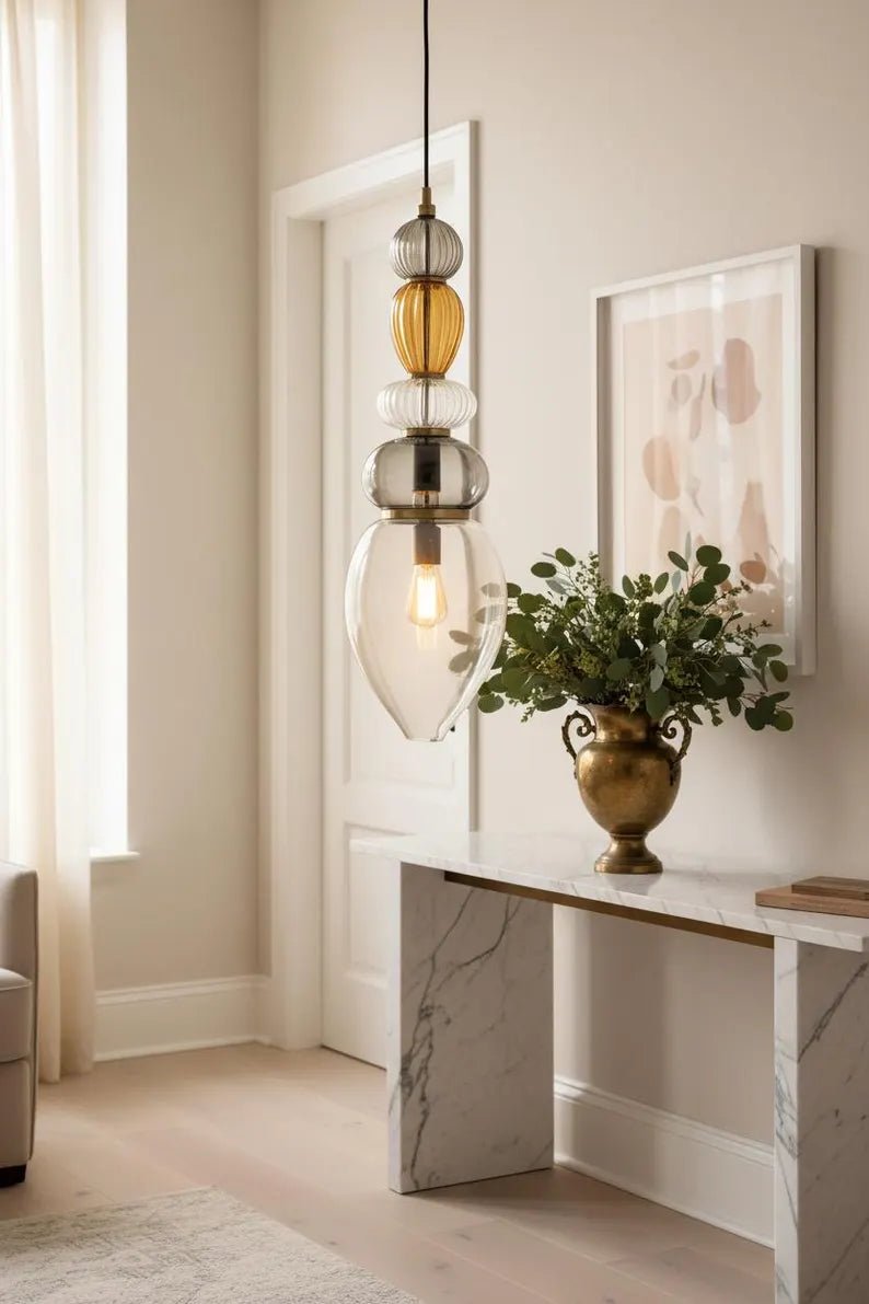 Glass Pendant Light | Mid-Century Modern Kitchen Island Lighting | Modern Hanging Lamp | Style Kitchen Island Lighting | Les Trois Pyramides