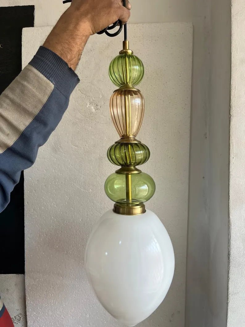 Glass Pendant Light | Mid-Century Modern Kitchen Island Lighting | Modern Hanging Lamp | Style Kitchen Island Lighting | Les Trois Pyramides