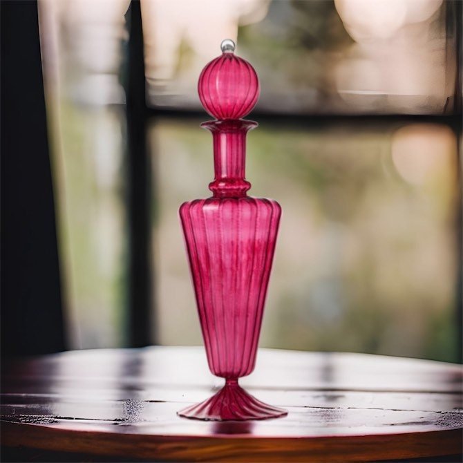 Miniature Red blown glass decanter | Les Trois Pyramides