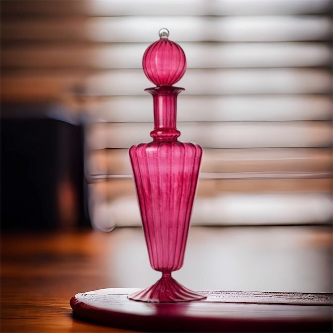 Miniature Red blown glass decanter | Les Trois Pyramides