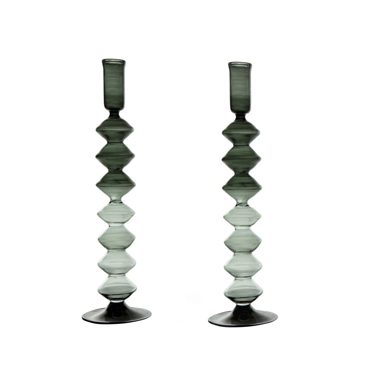 Modern Black Set of 2 Unique Handmade Candle Stick Holders - Les Trois Pyramides