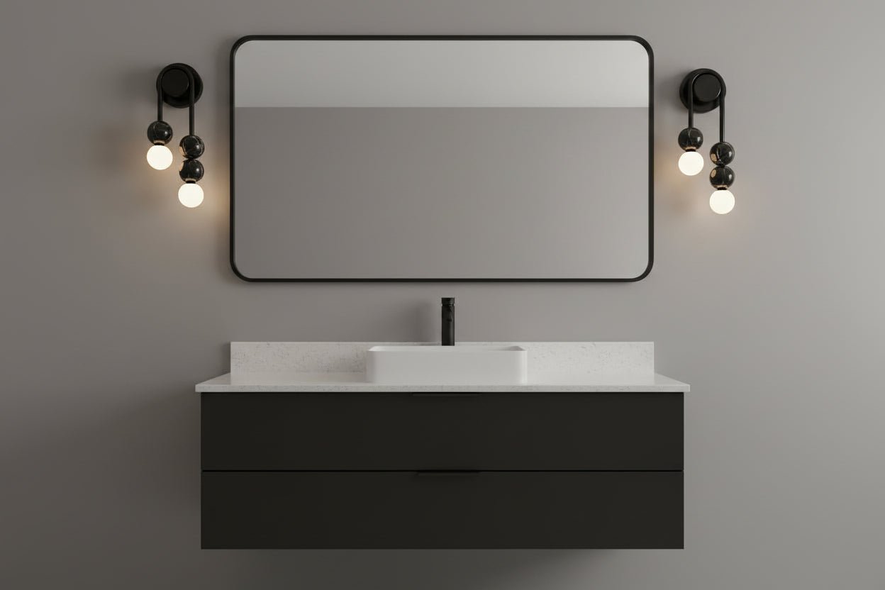 Modern Black Wall Sconce with Glass Globes | Handmade Wall Light