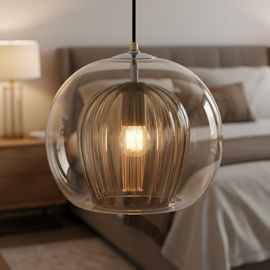 Blown Glass Light Pendant For Kitchen Decor - Les Trois Pyramides