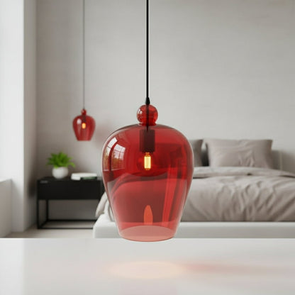 Modern Bold Red Blown Glass pendant light
