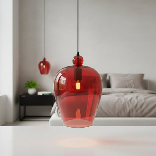 Modern Bold Red Blown Glass pendant light